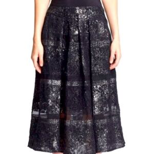Rebecca Taylor Foil Lace Midi Skirt